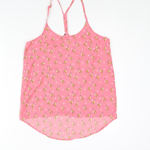 Brave Soul Womens Pink Geometric Polyester Camisole Blouse Size S Scoop Neck - Flamingo Print