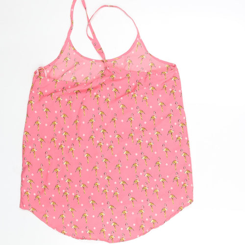 Brave Soul Womens Pink Geometric Polyester Camisole Blouse Size S Scoop Neck - Flamingo Print