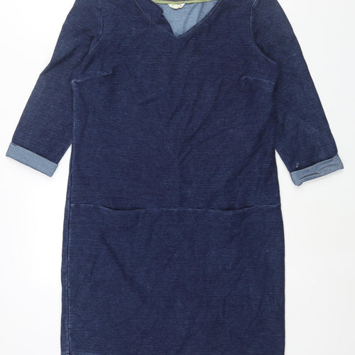 White Stuff Womens Blue Cotton Sheath Size 12 V-Neck Pullover