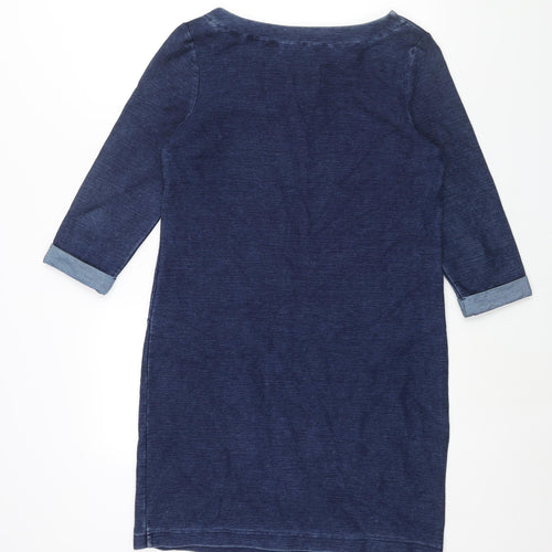 White Stuff Womens Blue Cotton Sheath Size 12 V-Neck Pullover
