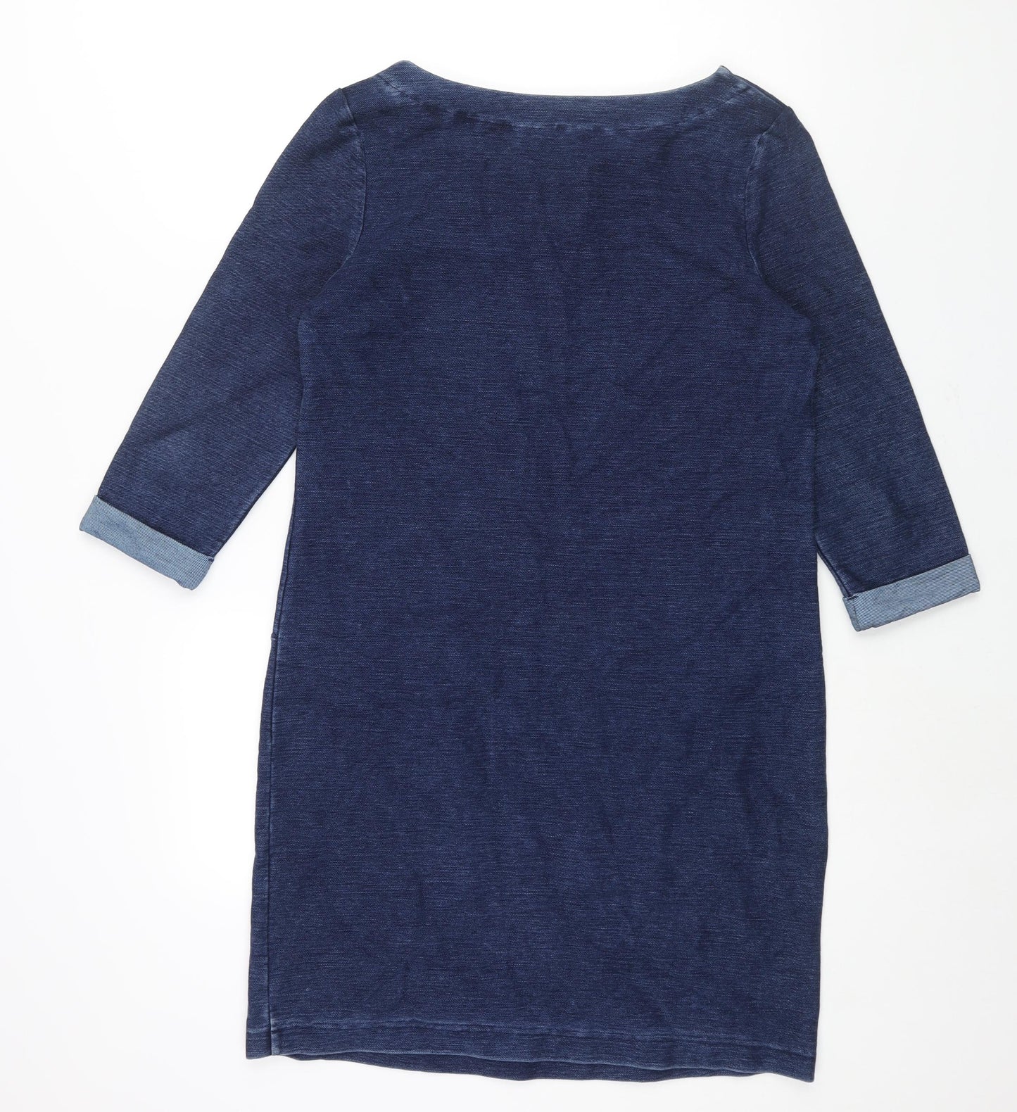 White Stuff Womens Blue Cotton Sheath Size 12 V-Neck Pullover