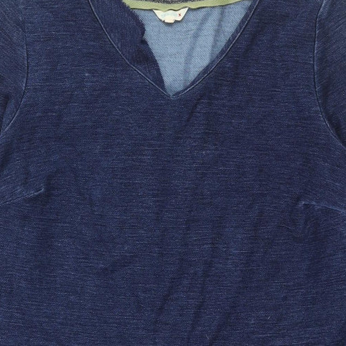 White Stuff Womens Blue Cotton Sheath Size 12 V-Neck Pullover