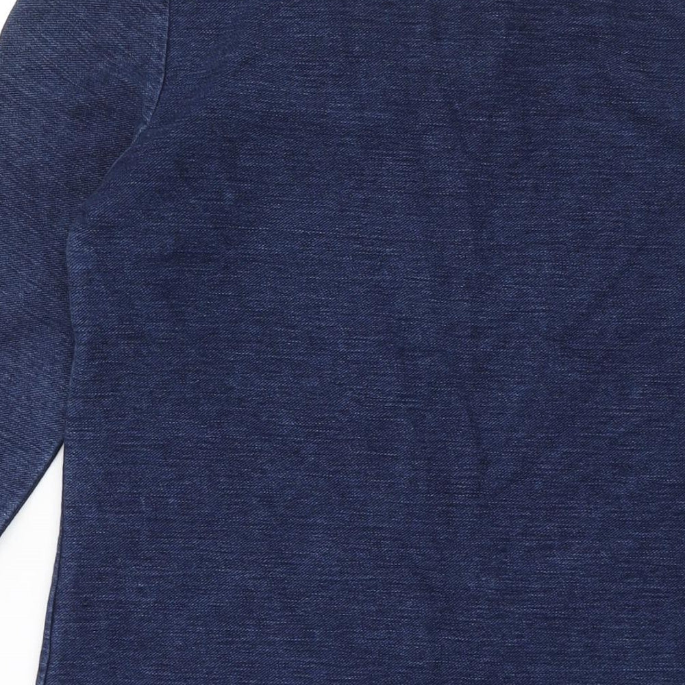 White Stuff Womens Blue Cotton Sheath Size 12 V-Neck Pullover