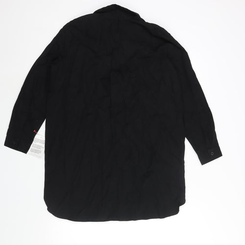 ASOS Womens Black Cotton Shirt Dress Size 12 Collared Button