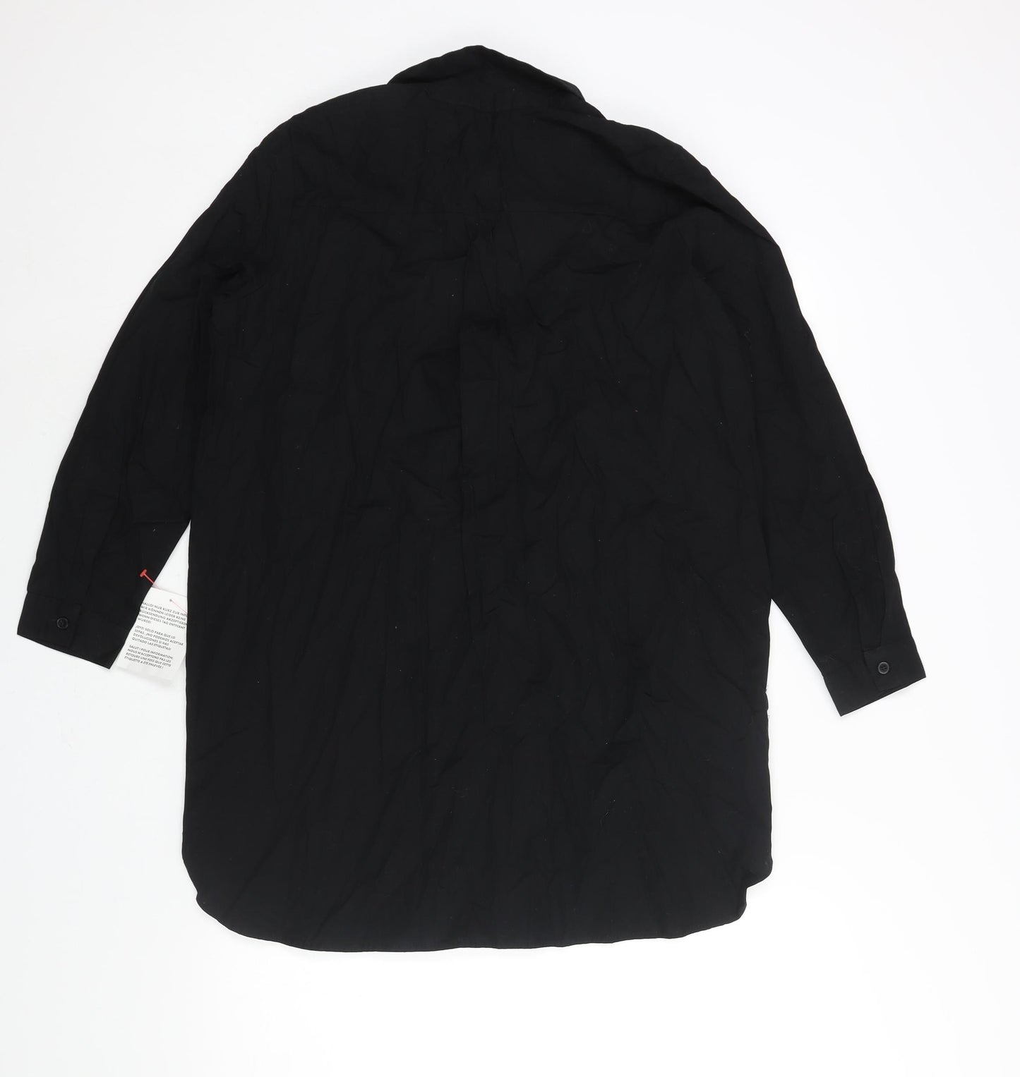 ASOS Womens Black Cotton Shirt Dress Size 12 Collared Button