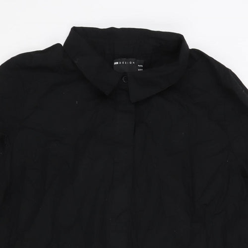 ASOS Womens Black Cotton Shirt Dress Size 12 Collared Button