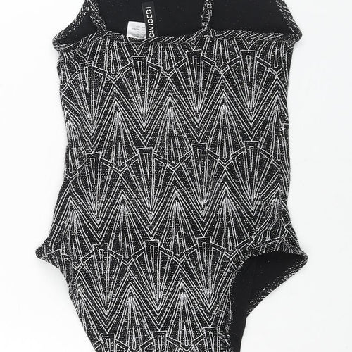 Divided by H&M Womens Silver Geometric Polyamide Bodysuit One-Piece Size XS Snap