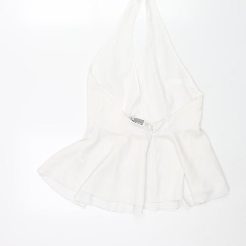 ASOS Womens White Polyester Basic Blouse Size 12 Halter - Peplum