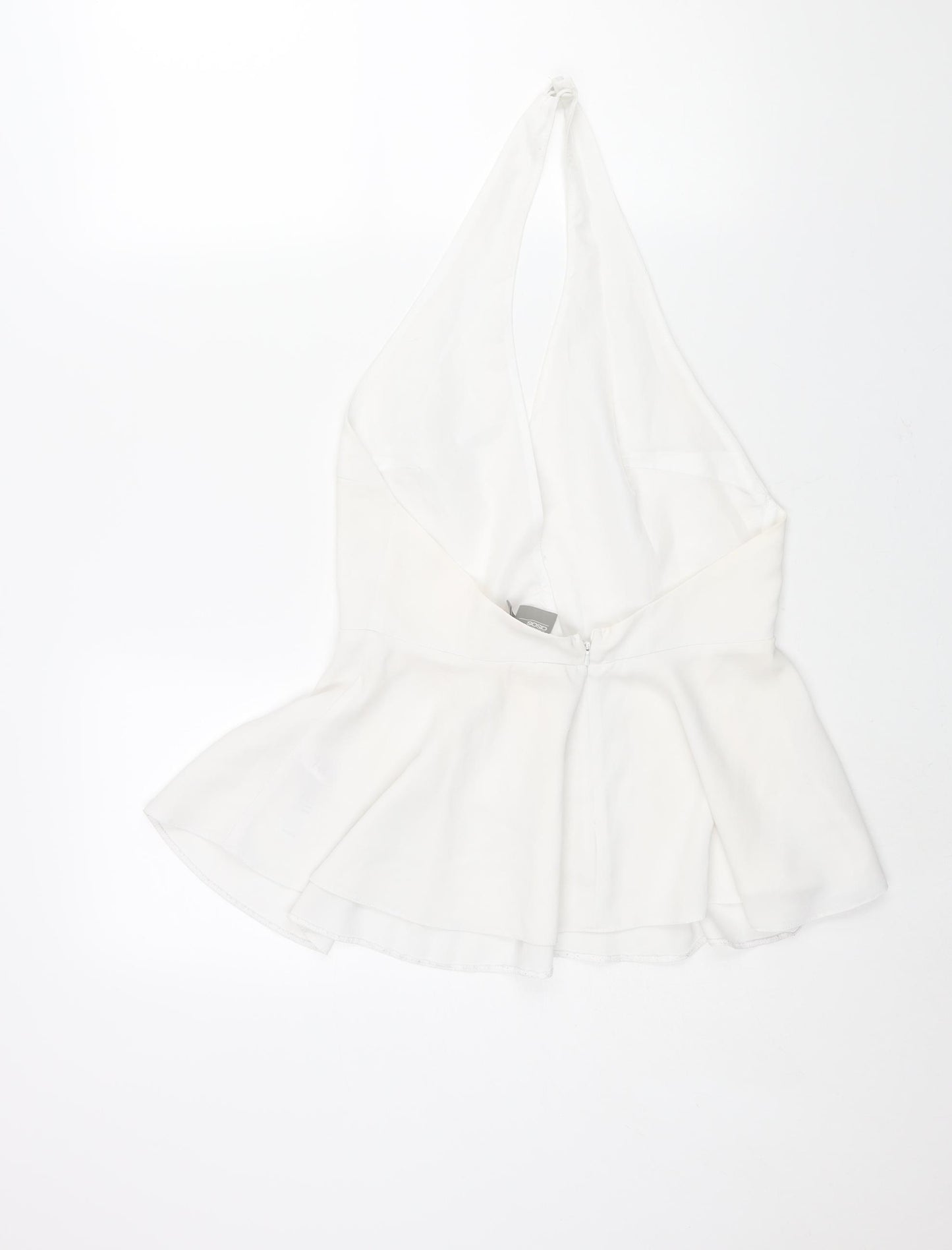 ASOS Womens White Polyester Basic Blouse Size 12 Halter - Peplum