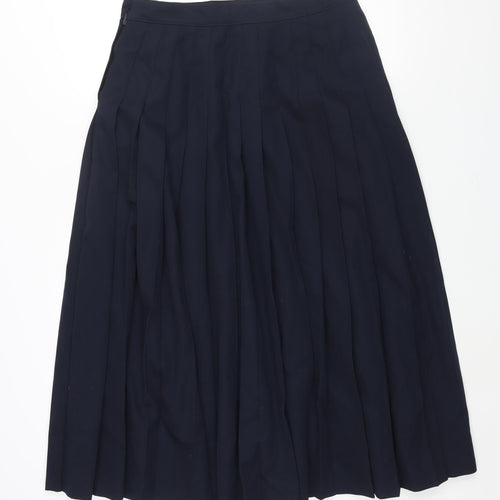 Brian Tucker Womens Blue Wool Pleated Skirt Size 18 Zip