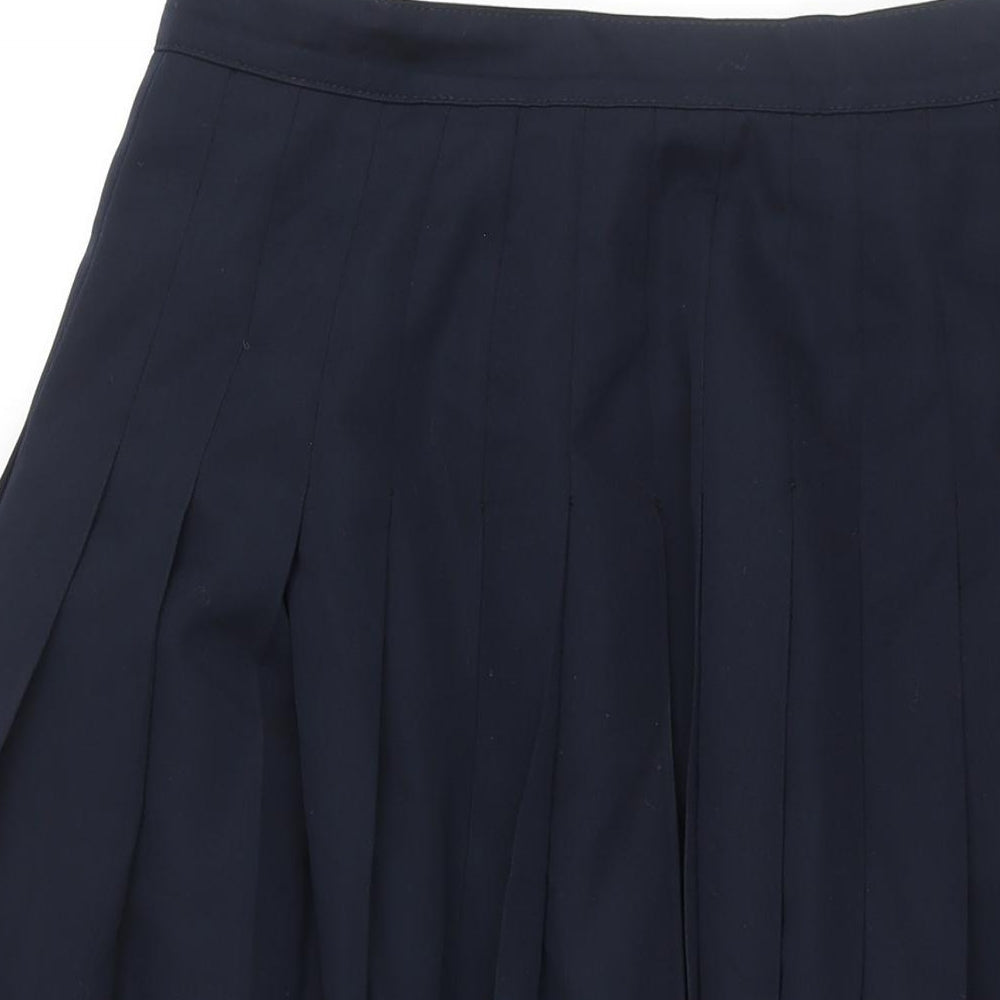 Brian Tucker Womens Blue Wool Pleated Skirt Size 18 Zip