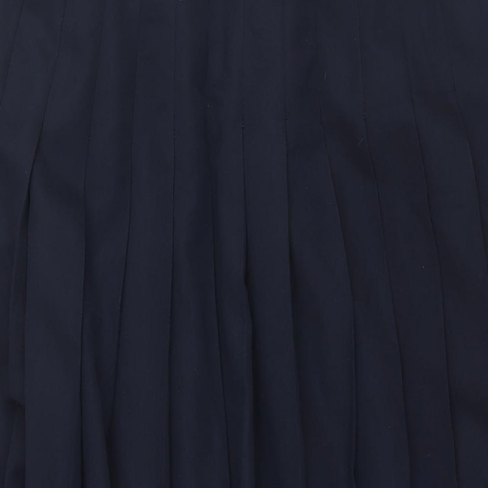 Brian Tucker Womens Blue Wool Pleated Skirt Size 18 Zip