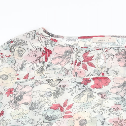 Per Una Womens Multicoloured Floral Polyester Basic Blouse Size 22 Round Neck - Semi Sheer