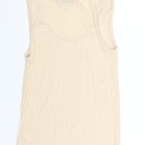 Topshop Womens Beige Viscose Basic Tank Size 10 Scoop Neck