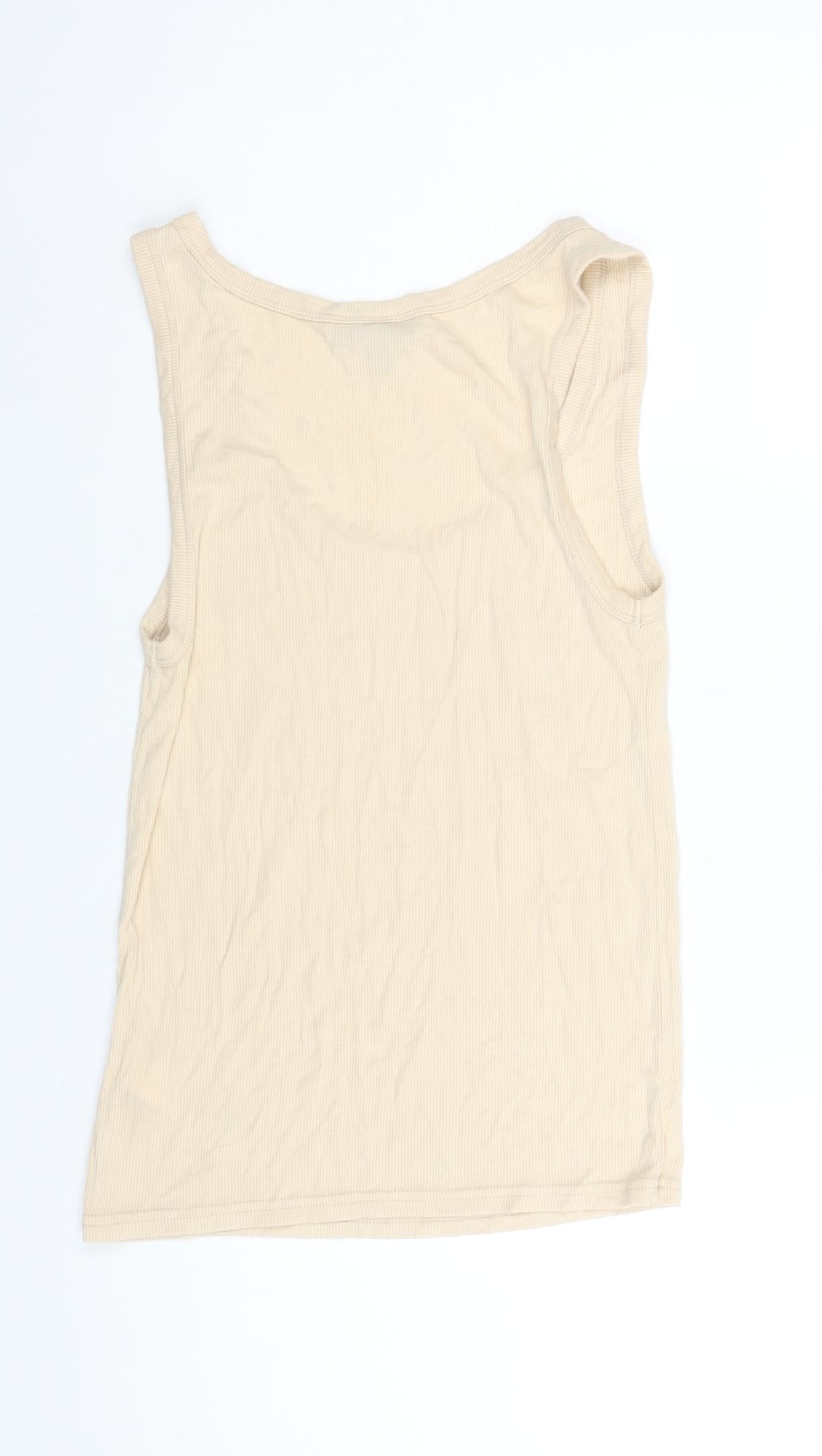 Topshop Womens Beige Viscose Basic Tank Size 10 Scoop Neck