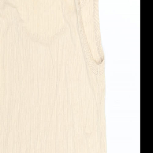 Topshop Womens Beige Viscose Basic Tank Size 10 Scoop Neck