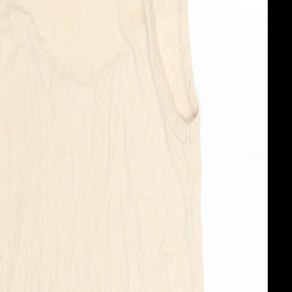 Topshop Womens Beige Viscose Basic Tank Size 10 Scoop Neck