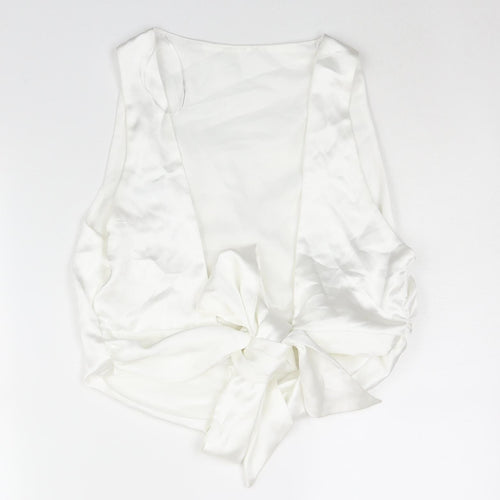 Zara Womens White Polyester Camisole Blouse Size 2XL Round Neck - Backless