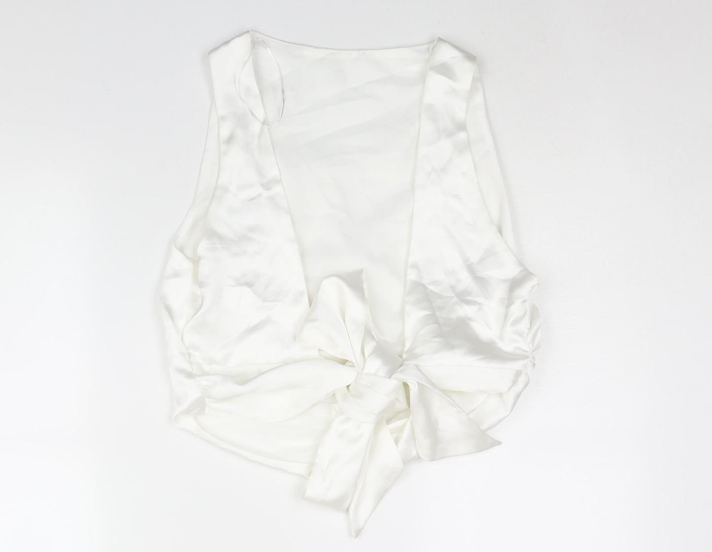 Zara Womens White Polyester Camisole Blouse Size 2XL Round Neck - Backless