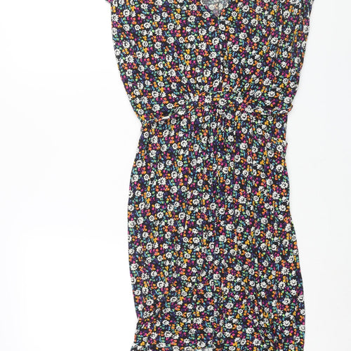 French Connection Womens Multicoloured Floral Viscose Sheath Size 10 V-Neck Pullover - Belted