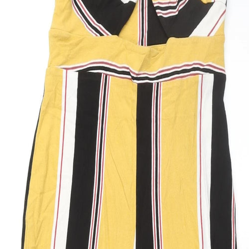 Bershka Womens Multicoloured Striped Viscose Jumpsuit One-Piece Size S L23 in Pullover - Twist Detail
