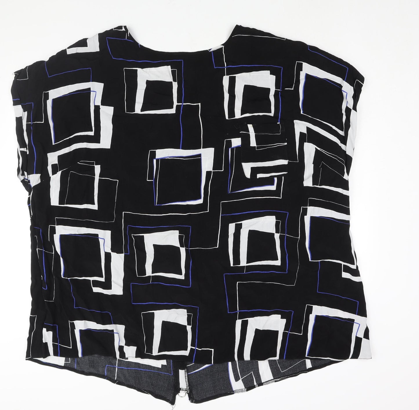 Dorothy Perkins Womens Black Geometric Viscose Basic Blouse Size 28 Round Neck