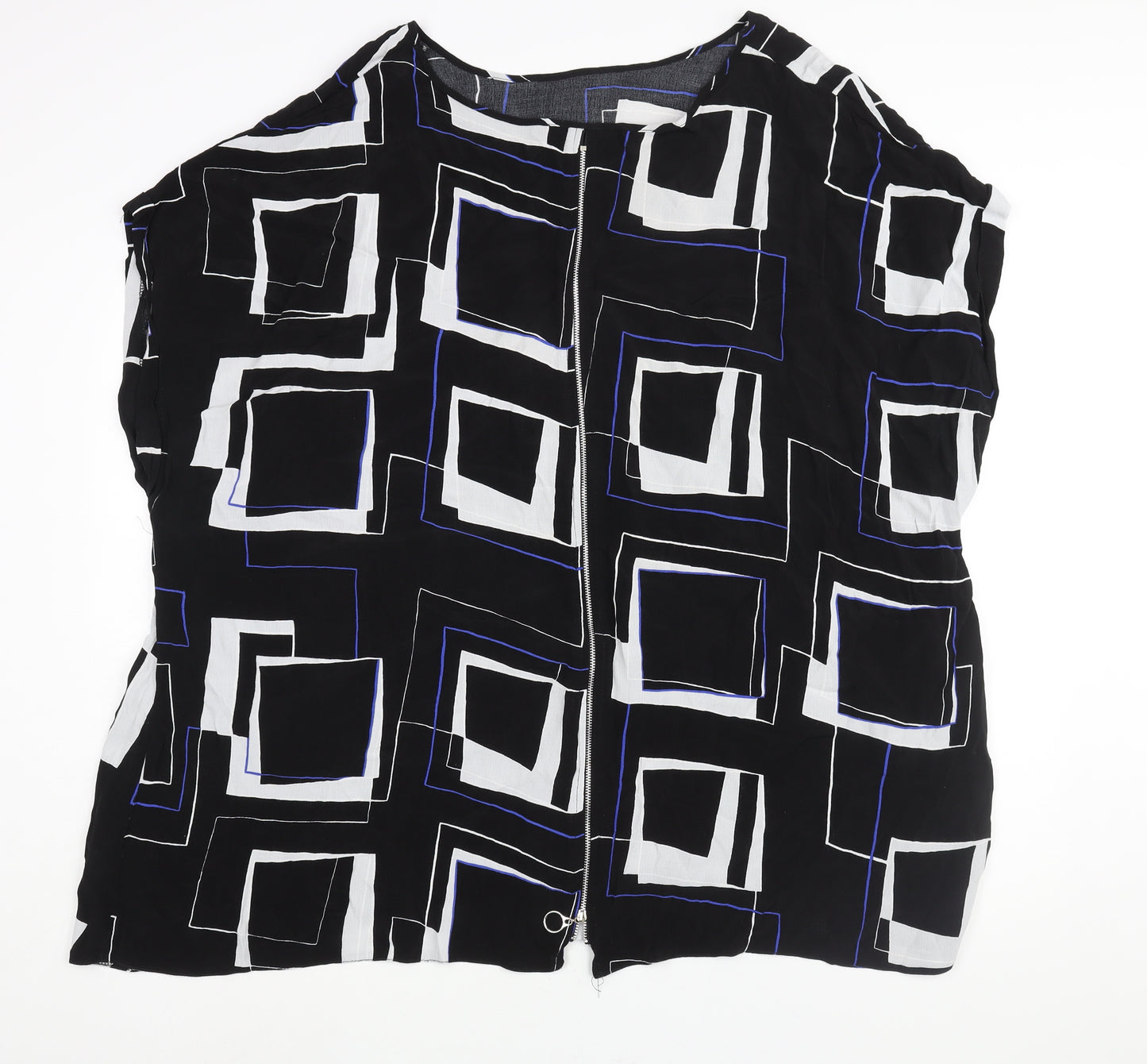 Dorothy Perkins Womens Black Geometric Viscose Basic Blouse Size 28 Round Neck