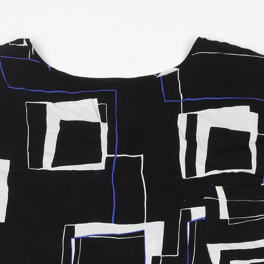 Dorothy Perkins Womens Black Geometric Viscose Basic Blouse Size 28 Round Neck