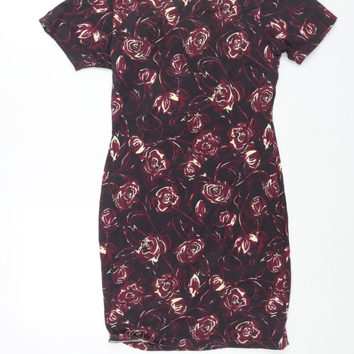 Style Incorporated Womens Purple Floral Cotton Bodycon Size 12 Round Neck Pullover