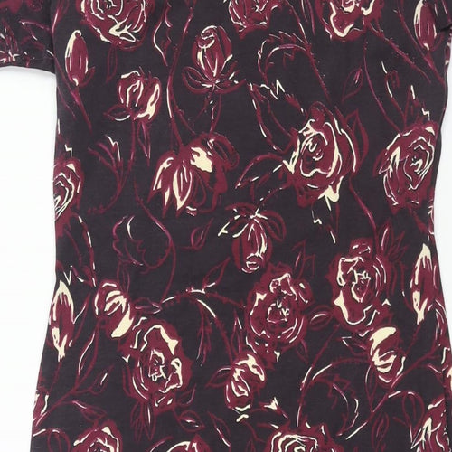Style Incorporated Womens Purple Floral Cotton Bodycon Size 12 Round Neck Pullover