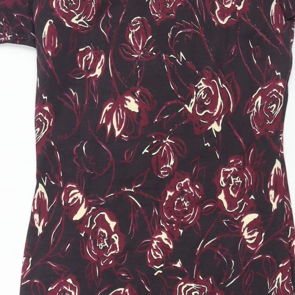 Style Incorporated Womens Purple Floral Cotton Bodycon Size 12 Round Neck Pullover