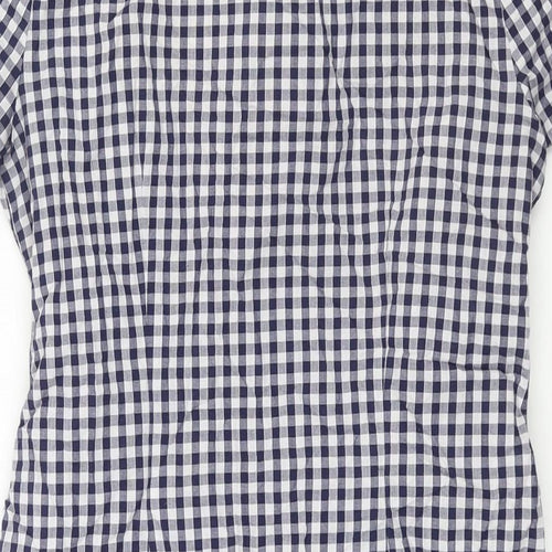 Miss Selfridge Womens Blue Gingham Cotton Shirt Dress Size 12 Collared Button - Belted