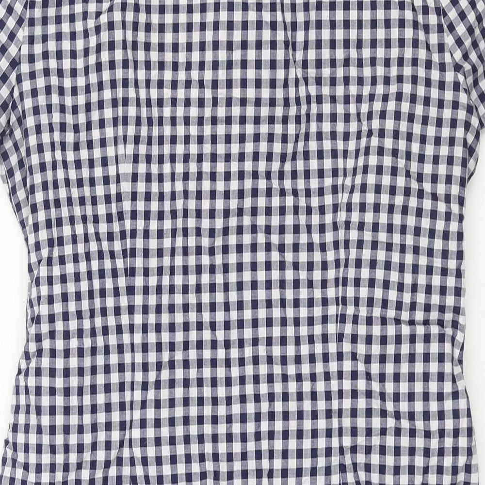 Miss Selfridge Womens Blue Gingham Cotton Shirt Dress Size 12 Collared Button - Belted