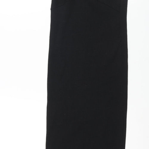 Zara Womens Black Polyester Bodycon Size M V-Neck Pullover
