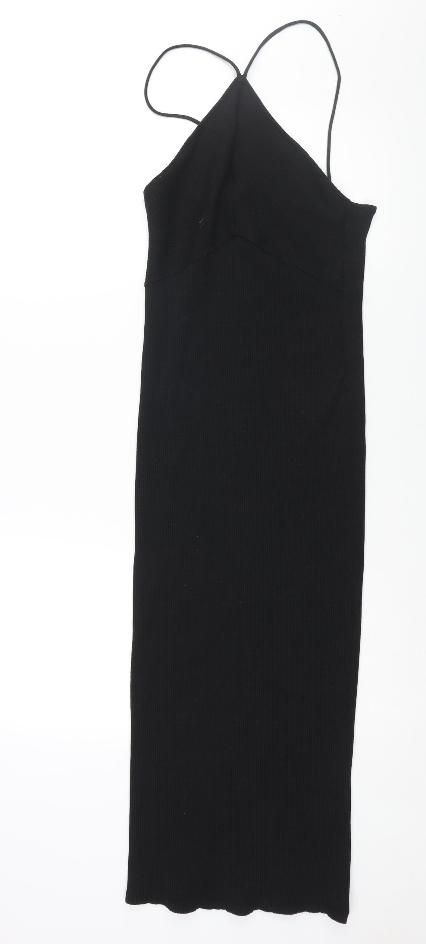 Zara Womens Black Polyester Bodycon Size M V-Neck Pullover