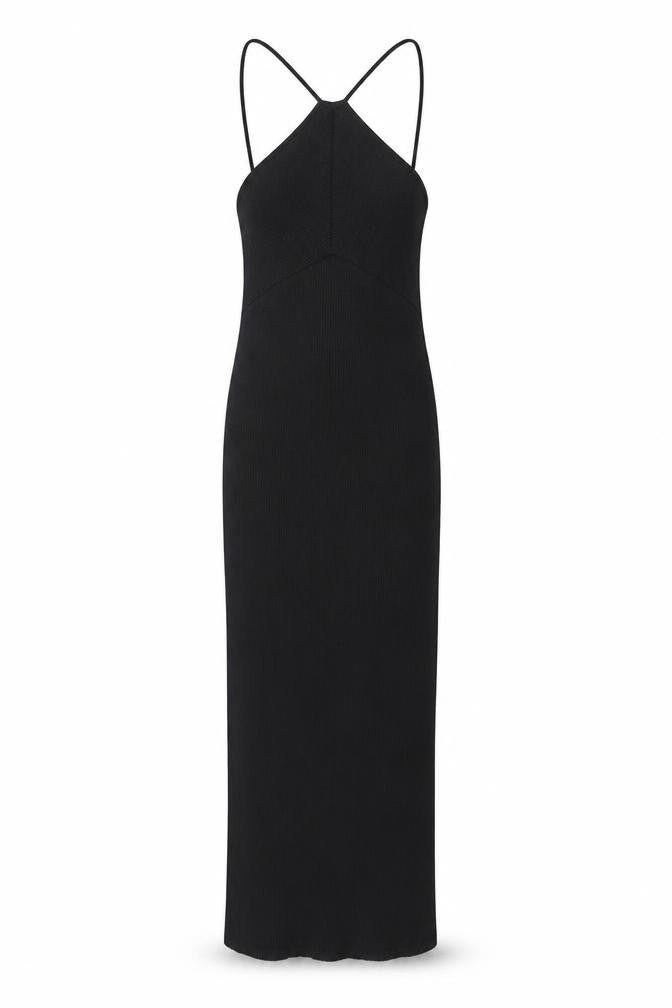 Front view of Zara women’s black polyester bodycon, size M, v-neck pullover