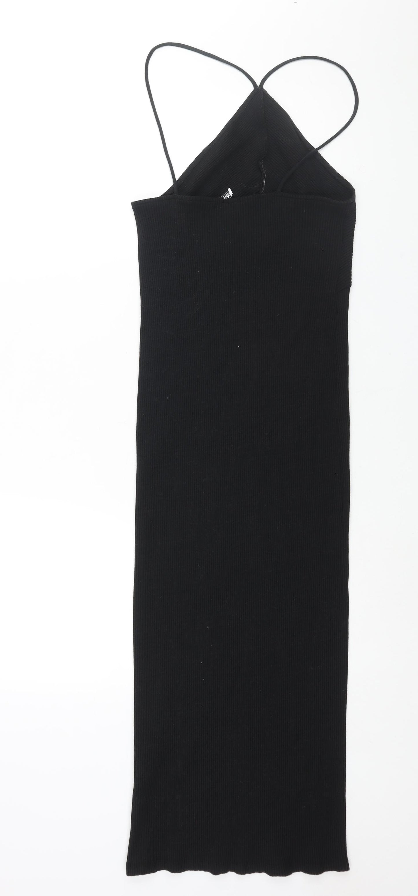 Zara Womens Black Polyester Bodycon Size M V-Neck Pullover