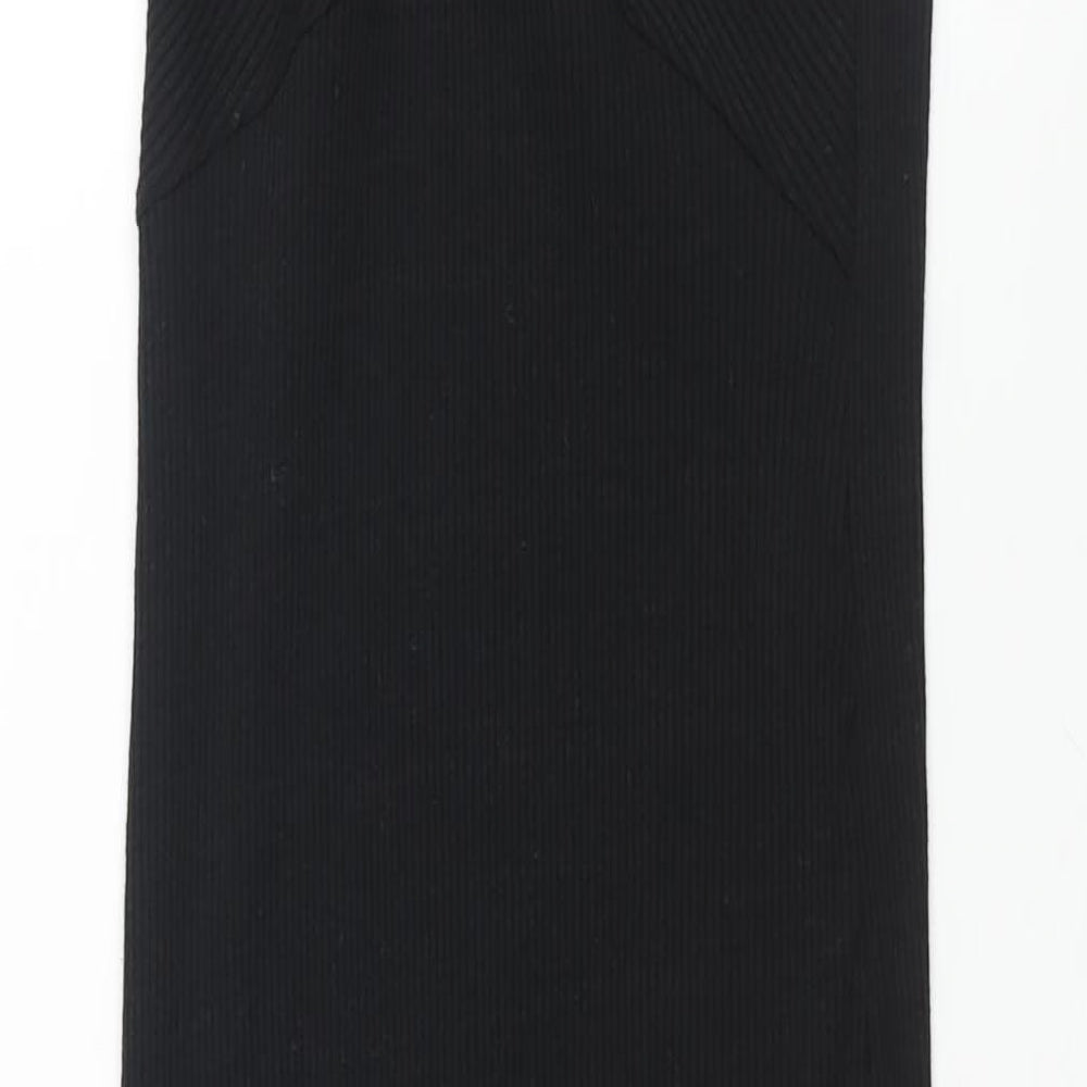 Zara Womens Black Polyester Bodycon Size M V-Neck Pullover