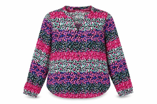 Front view of Marks & Spencer women’s multicoloured floral viscose basic blouse, size UK 8, v-neck