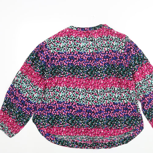 Marks and Spencer Womens Multicoloured Floral Viscose Basic Blouse Size 8 V-Neck