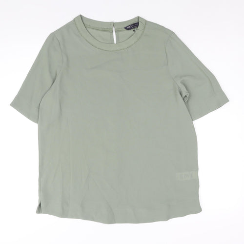 Marks and Spencer Womens Green Polyester Basic Blouse Size 12 Round Neck