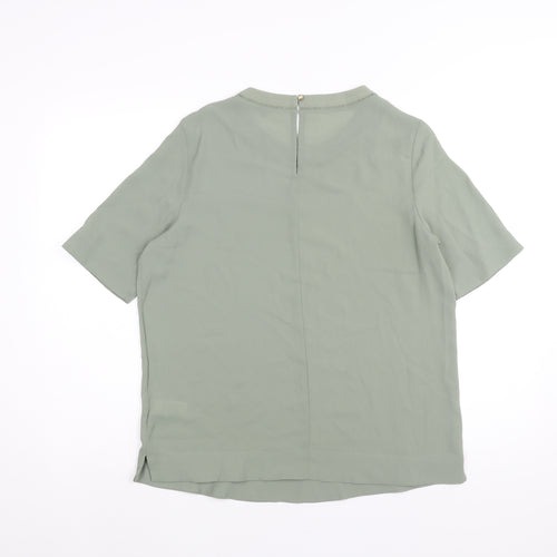 Marks and Spencer Womens Green Polyester Basic Blouse Size 12 Round Neck