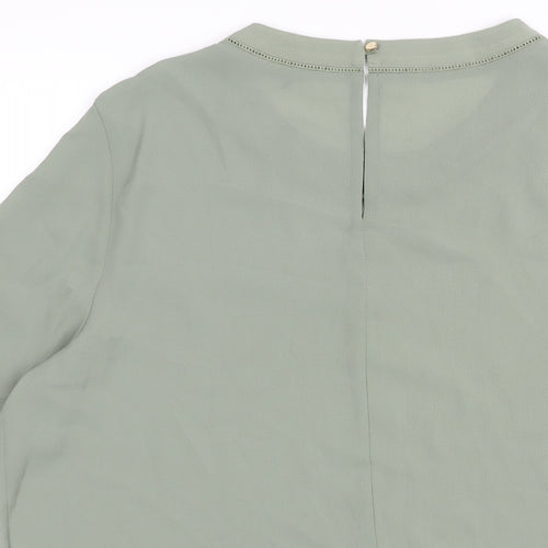 Marks and Spencer Womens Green Polyester Basic Blouse Size 12 Round Neck