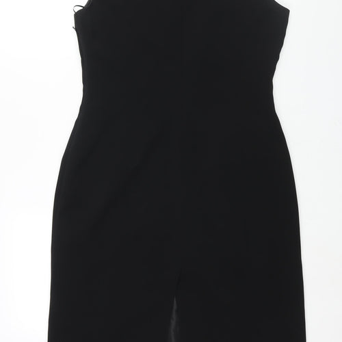 NEXT Womens Black Polyester Sheath Size 14 Scoop Neck Zip