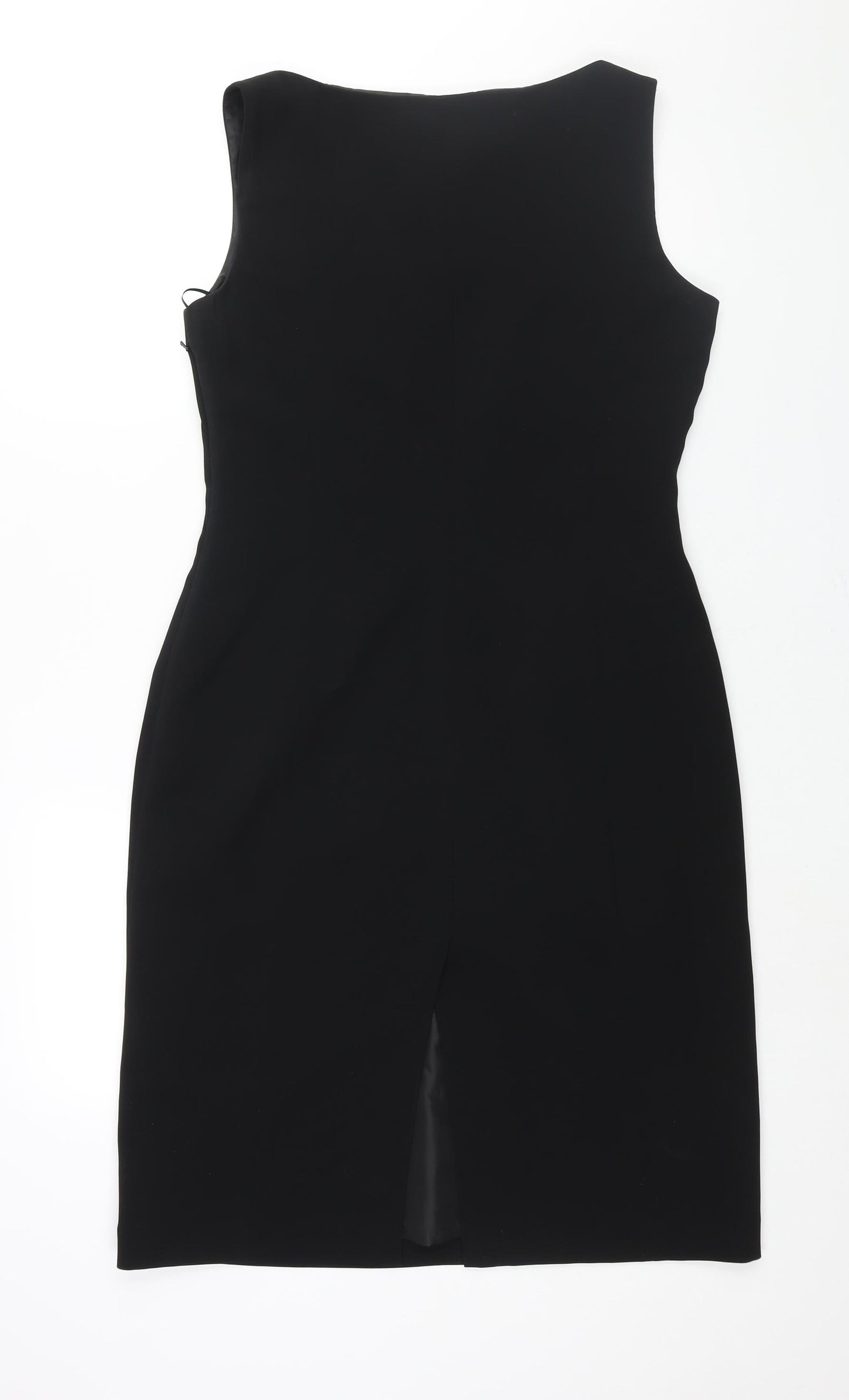 NEXT Womens Black Polyester Sheath Size 14 Scoop Neck Zip