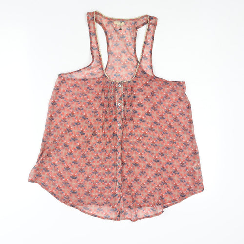 Aerie Womens Pink Geometric Polyester Camisole Blouse Size M Scoop Neck - Semi Sheer