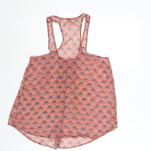 Aerie Womens Pink Geometric Polyester Camisole Blouse Size M Scoop Neck - Semi Sheer