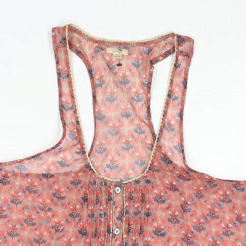 Aerie Womens Pink Geometric Polyester Camisole Blouse Size M Scoop Neck - Semi Sheer