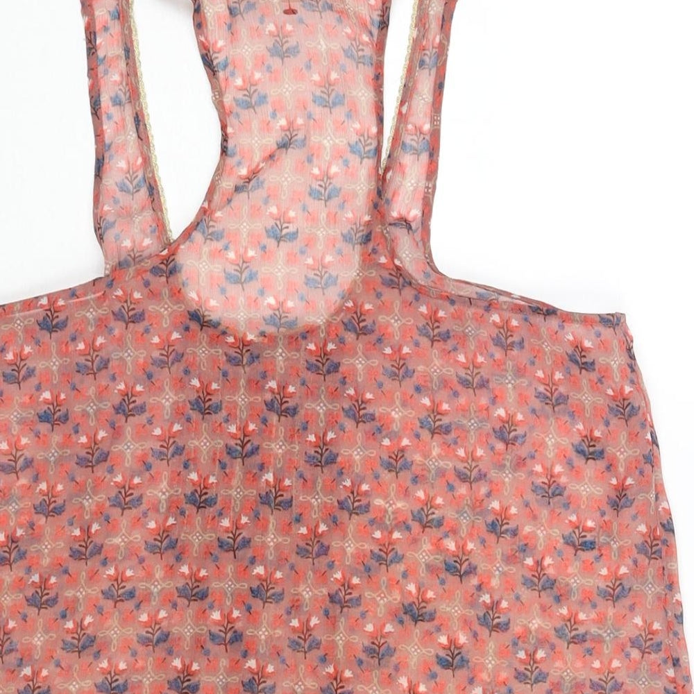 Aerie Womens Pink Geometric Polyester Camisole Blouse Size M Scoop Neck - Semi Sheer