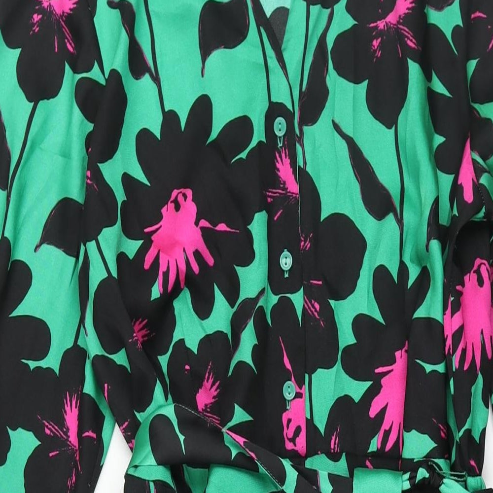 Et Vous Womens Multicoloured Floral Polyester Shift Size 16 V-Neck Button - Belted